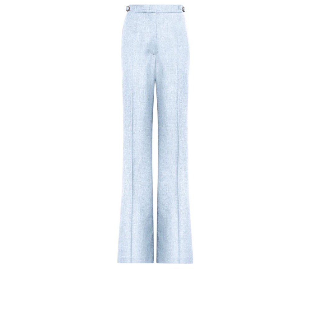 Gabriela Hearst Torres Pant Blue Wool Silk Straight Leg Quiet Luxury Size 8